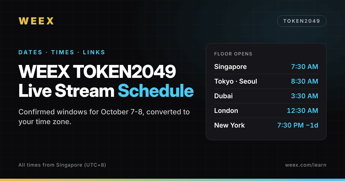 Programme du live WEEX TOKEN2049 : dates, horaires et liens