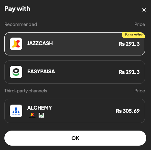 JazzCash ou Easypaisa