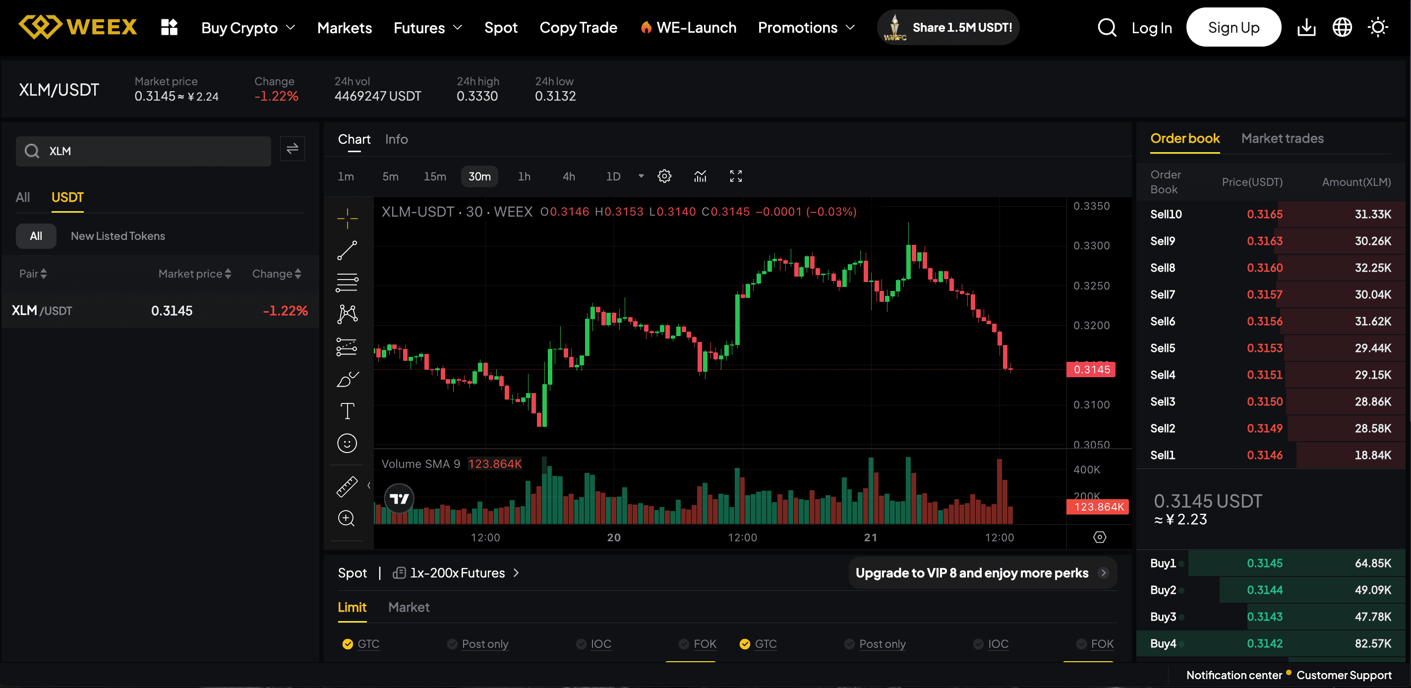 comment acheter xlm sur weex