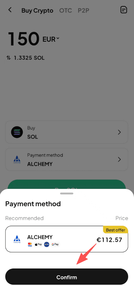 Étape3: Comment acheter du SOL avec des EUR sur WEEX ? Version de l'application