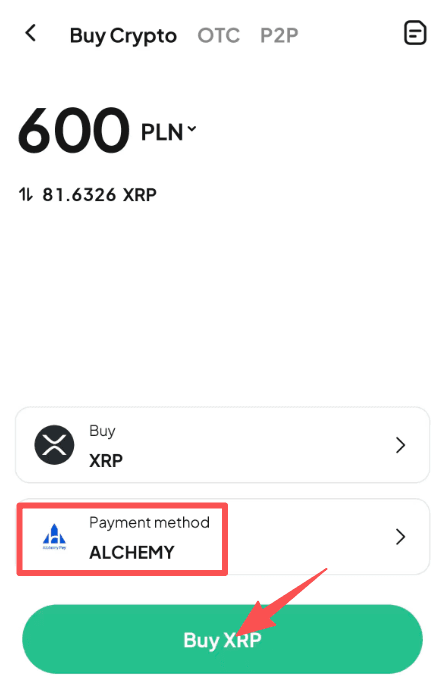 Étape 4 : Comment acheter du XRP avec du PLN sur WEEX OTC ? Version de l'application