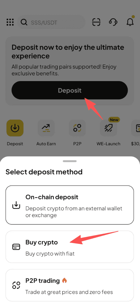 Étape 1 : Comment acheter du XRP avec du PLN sur WEEX OTC ? Version de l'application