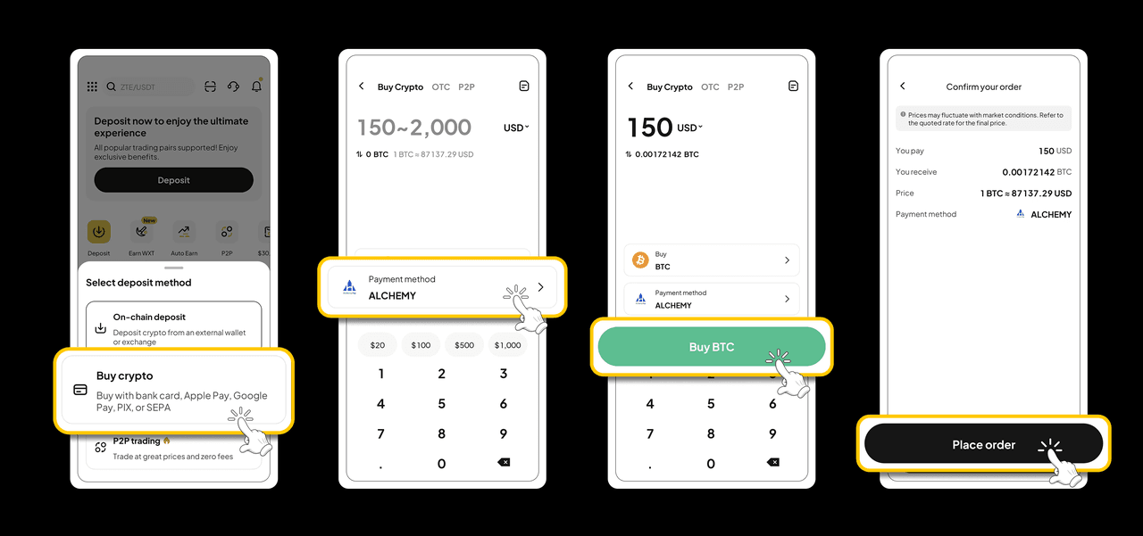 خرید ریپل OTC با پوند در WEEX (اپلیکیشن)